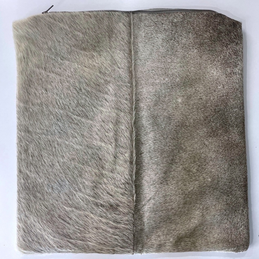 Pottery Barn Cowhide Pillow Cover Grey Brown Bovine Fur Hide Retail $139 20x20"